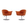 Manhattan Comfort Voyager Swivel Adjustable Accent Chair in Orange and Brushed Metal (Set of 2) 2-AC051-OR
